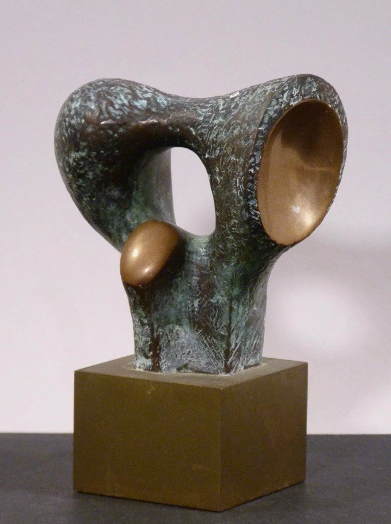 Abstract Bronze Sculpture - Signed And Foundry Stamp - 1980s