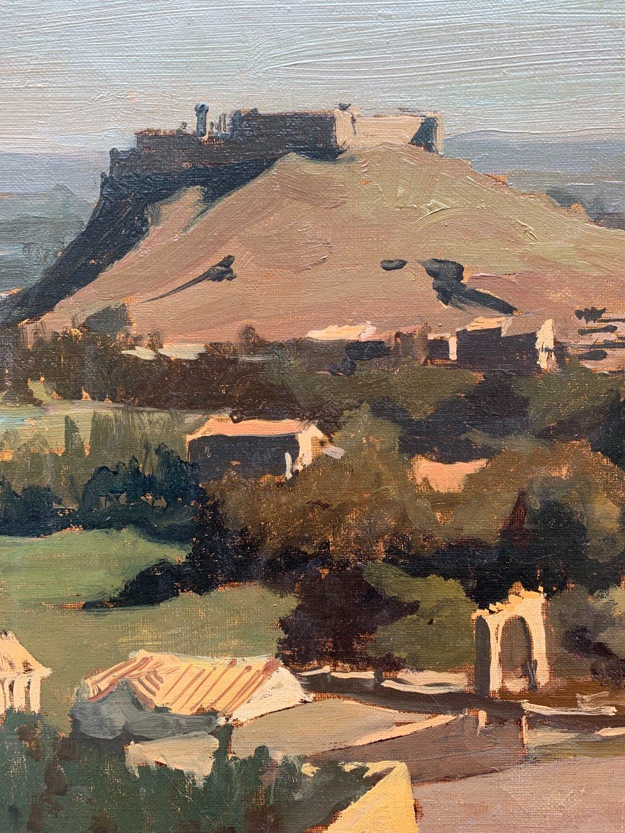 Jonathan Zutter (1928-1998) - Villeneuve-les-avignon - Mont Saint-andré - Oil On Canvas-photo-2