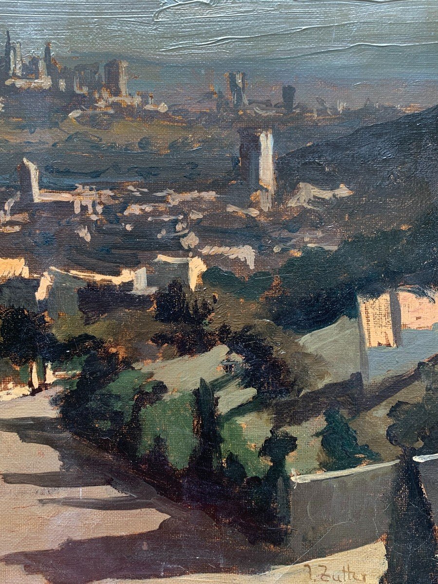 Jonathan Zutter (1928-1998) - Villeneuve-les-avignon - Mont Saint-andré - Oil On Canvas-photo-3