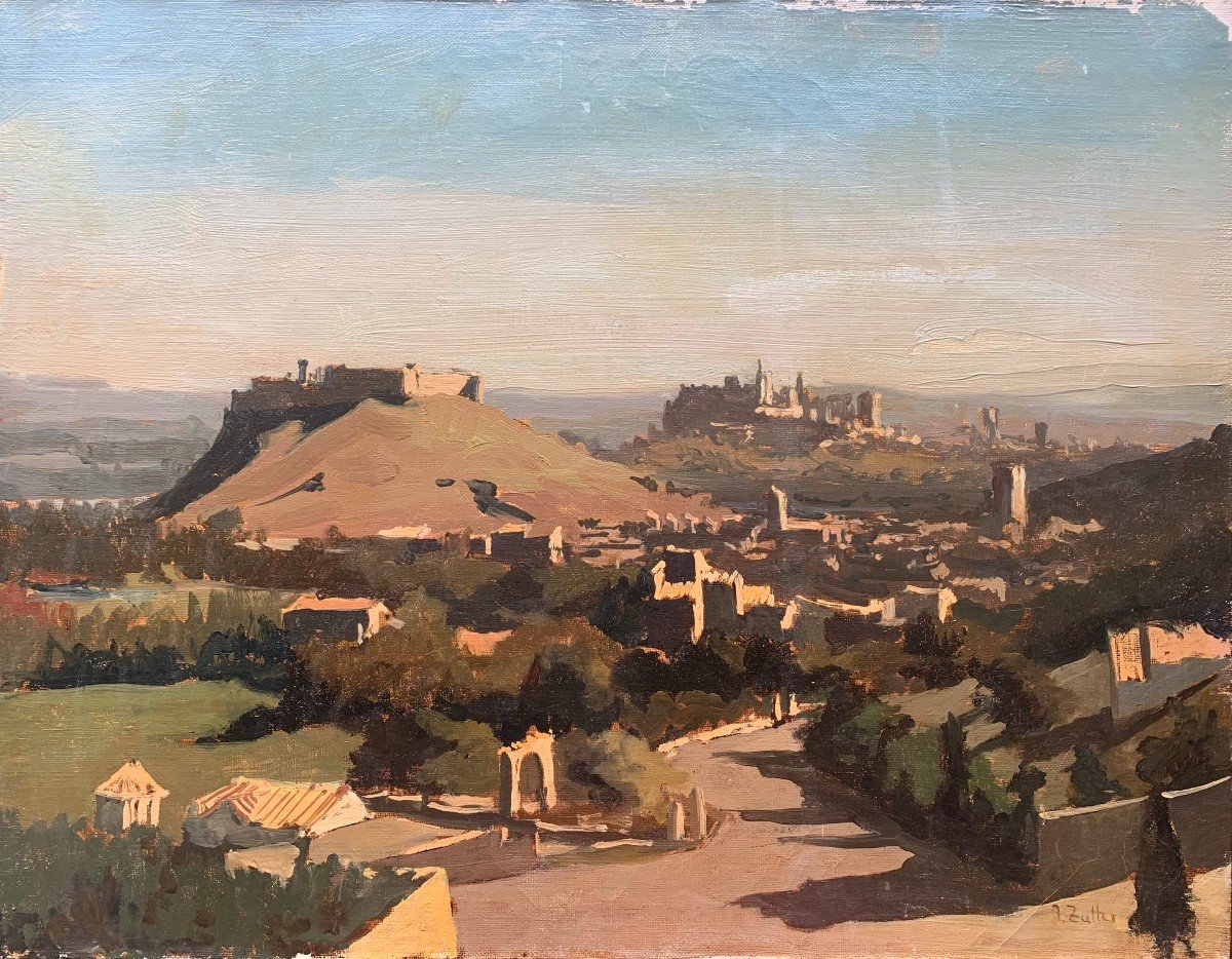 Jonathan Zutter (1928-1998) - Villeneuve-les-avignon - Mont Saint-andré - Oil On Canvas