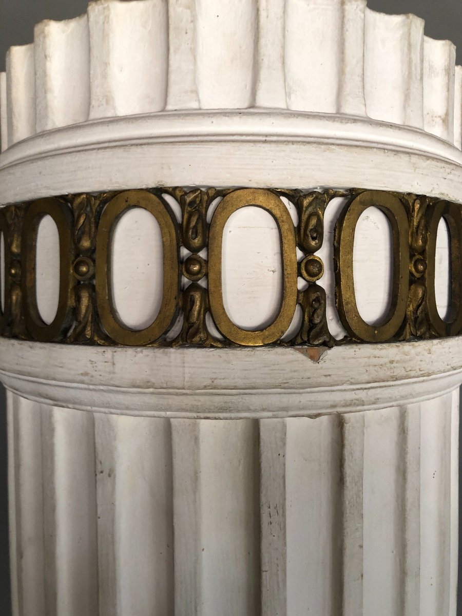 Fluted Column - Early 20th Century - Lacquered Wood - In The Taste Of Antiquity-photo-4