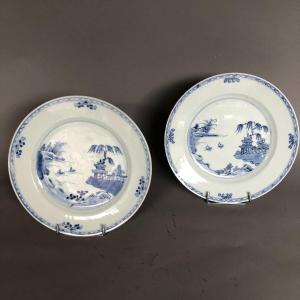Paire d'Assiettes en porcelaine chinoise - Chine XVIIIème - Compagnie Des Indes
