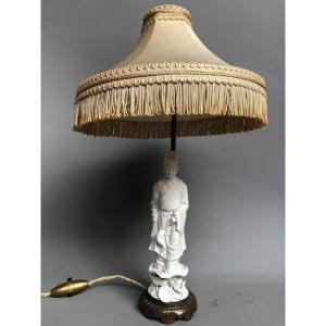 Vintage Lamp Late 19th Century - White Chinese Porcelain 19th Century