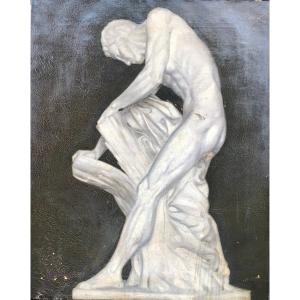 Huile Sur Toile XIXème - Etude De Sculpture