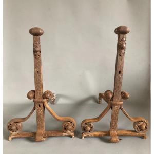 Pair Of Landiers - 16th Century - Wrought Iron