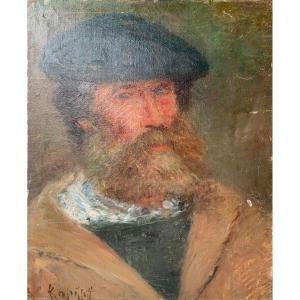 Constantin Kousnetzov (1863-1936) - Portrait Of A Man In A Beret - Oil On Canvas