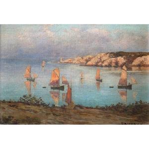 Oil On Canvas - Seaside In Brittany - Signed And Dated 1936