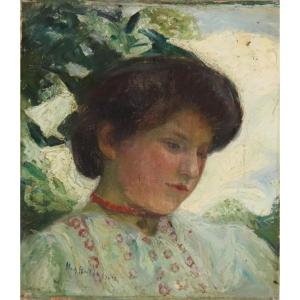 Oil On Canvas - Portrait Of A Woman - Circa 1900 Signed