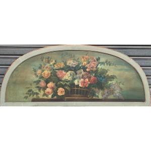 Large Painting - Oil On Canvas - Early 19th Century - Still Life Bouquet Of Flowers