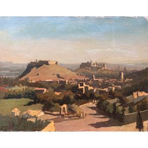 Jonathan Zutter (1928-1998) - Villeneuve-les-avignon - Mont Saint-andré - Huile Sur Toile