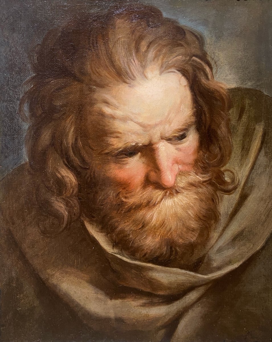 18th Century School - Study Of A Bearded Man - Oil On Canvas
