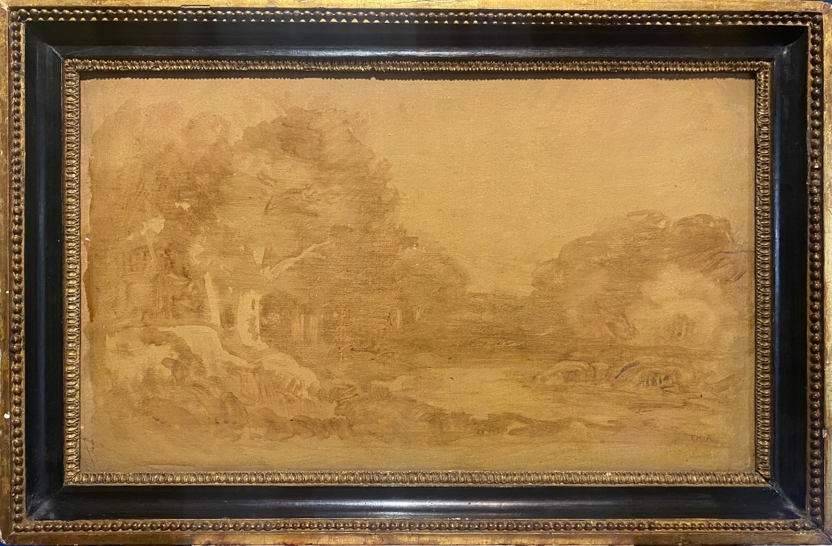 Théodore Rousseau - Forest Of Fontainebleau - Oil On Paper-photo-2