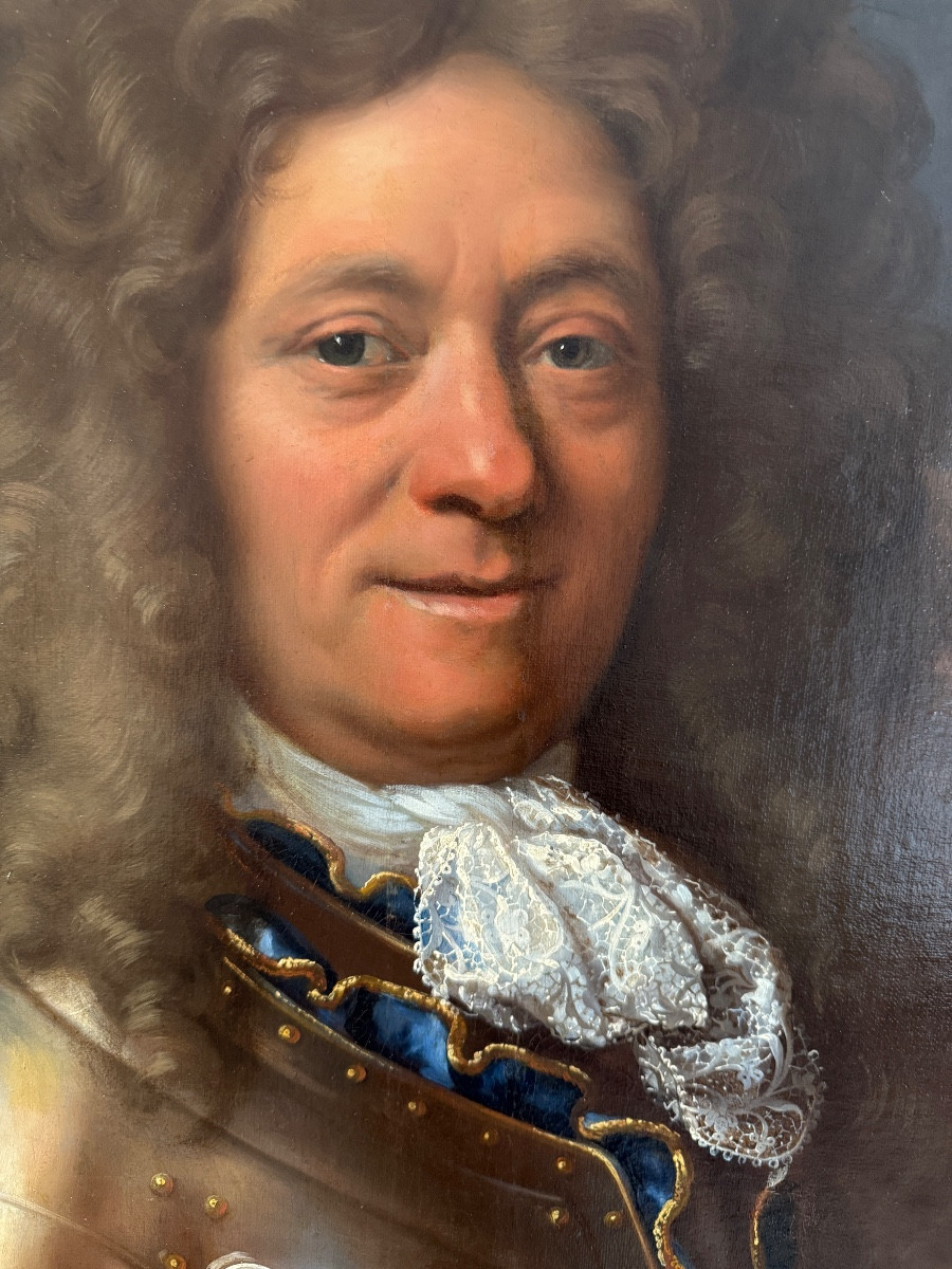 Portrait d'Homme En Armure Officier Huile Sur Toile 18ème Siècle De Braques-photo-4