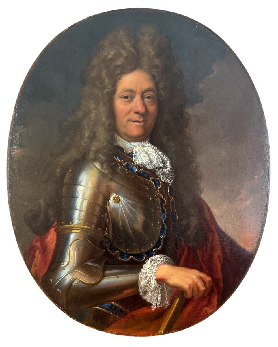 Portrait d'Homme En Armure Officier Huile Sur Toile 18ème Siècle De Braques