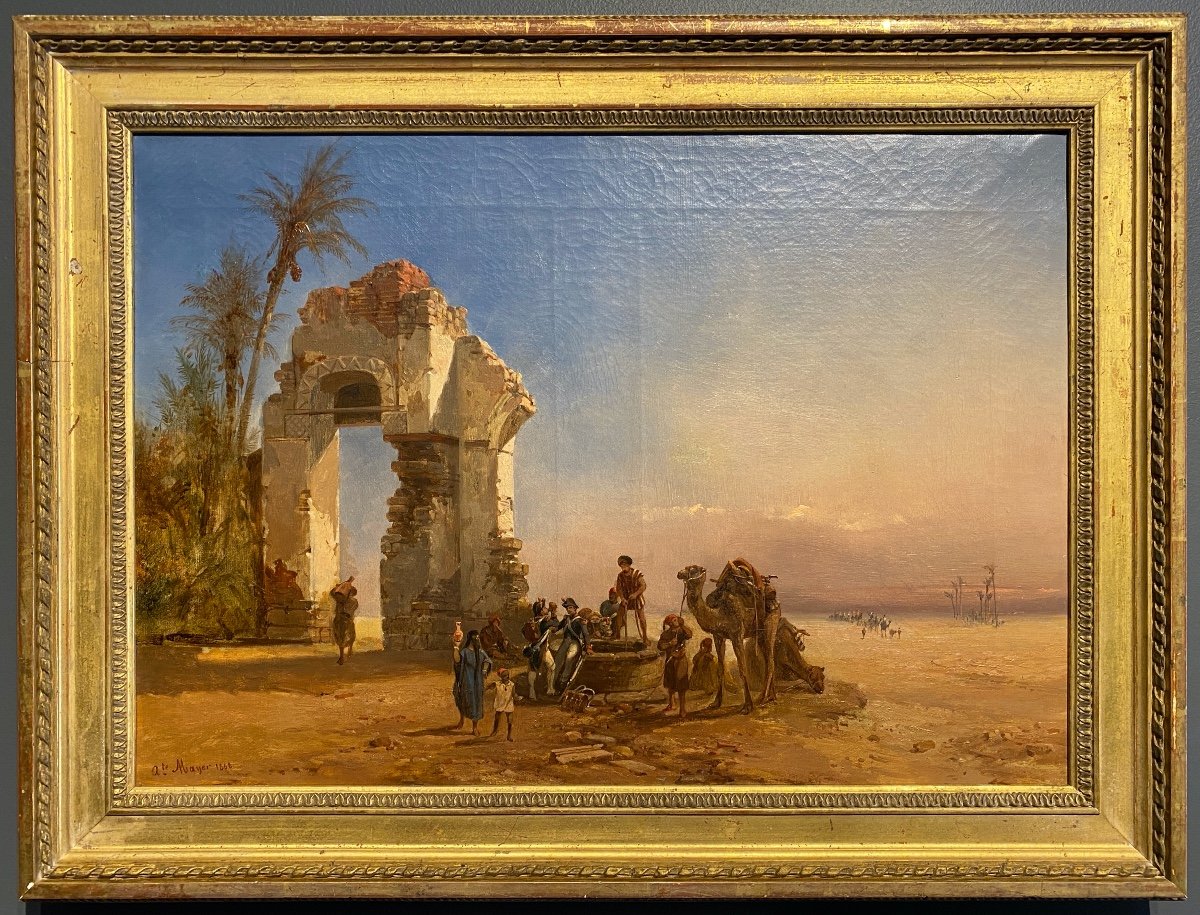 Auguste Mayer - Orientalist Landscape - Oil On Canvas-photo-3