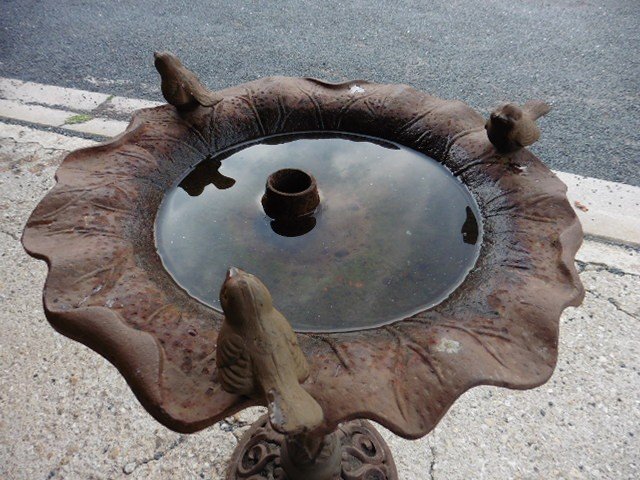 Old Fountain, 19th Century Cast Iron Bird Bath-photo-5