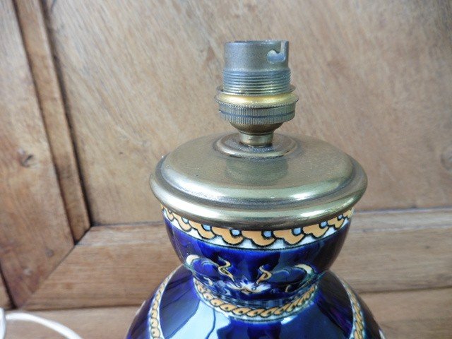 Gien Earthenware Table Lamp Italian Renaissance Decor-photo-3