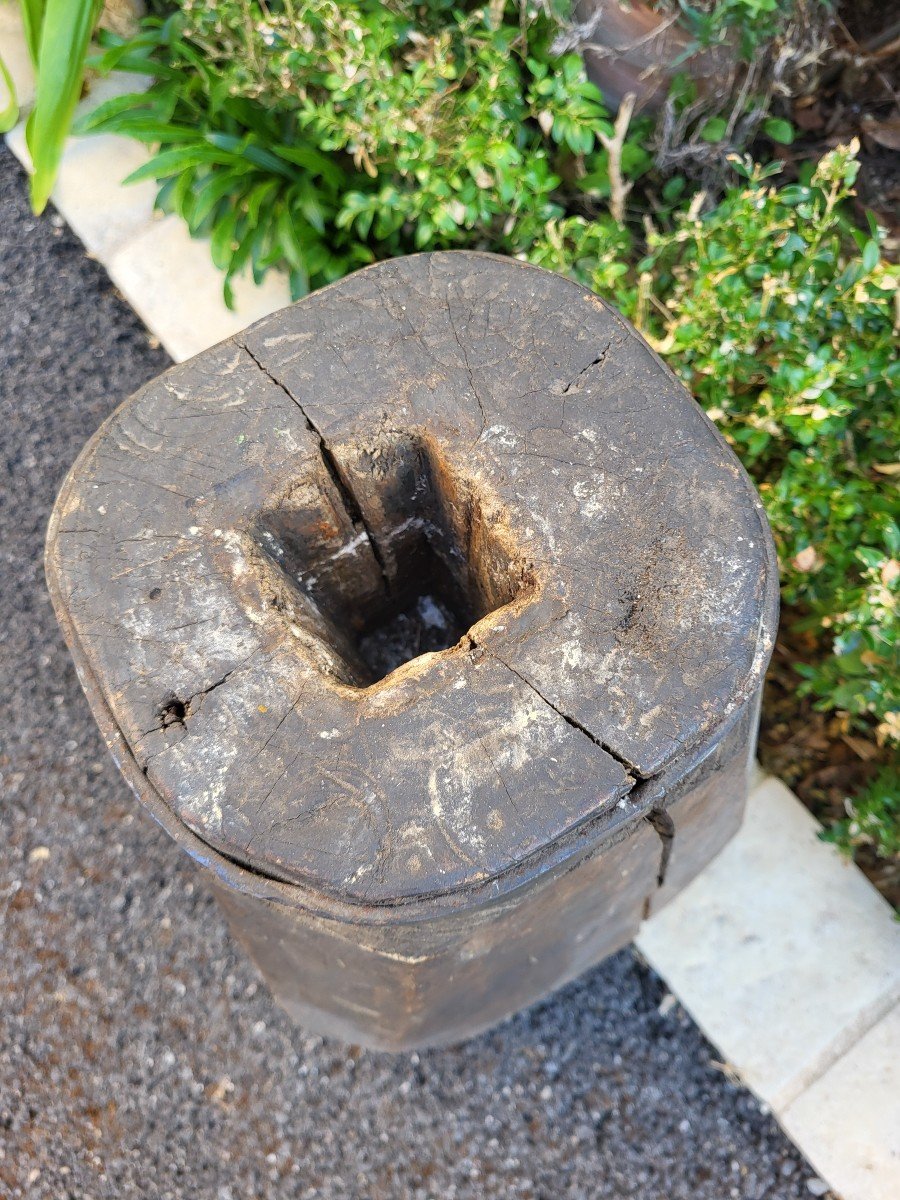 Enclume En Fonte XIX ème Sur Son Tronc En Bois Massif-photo-1