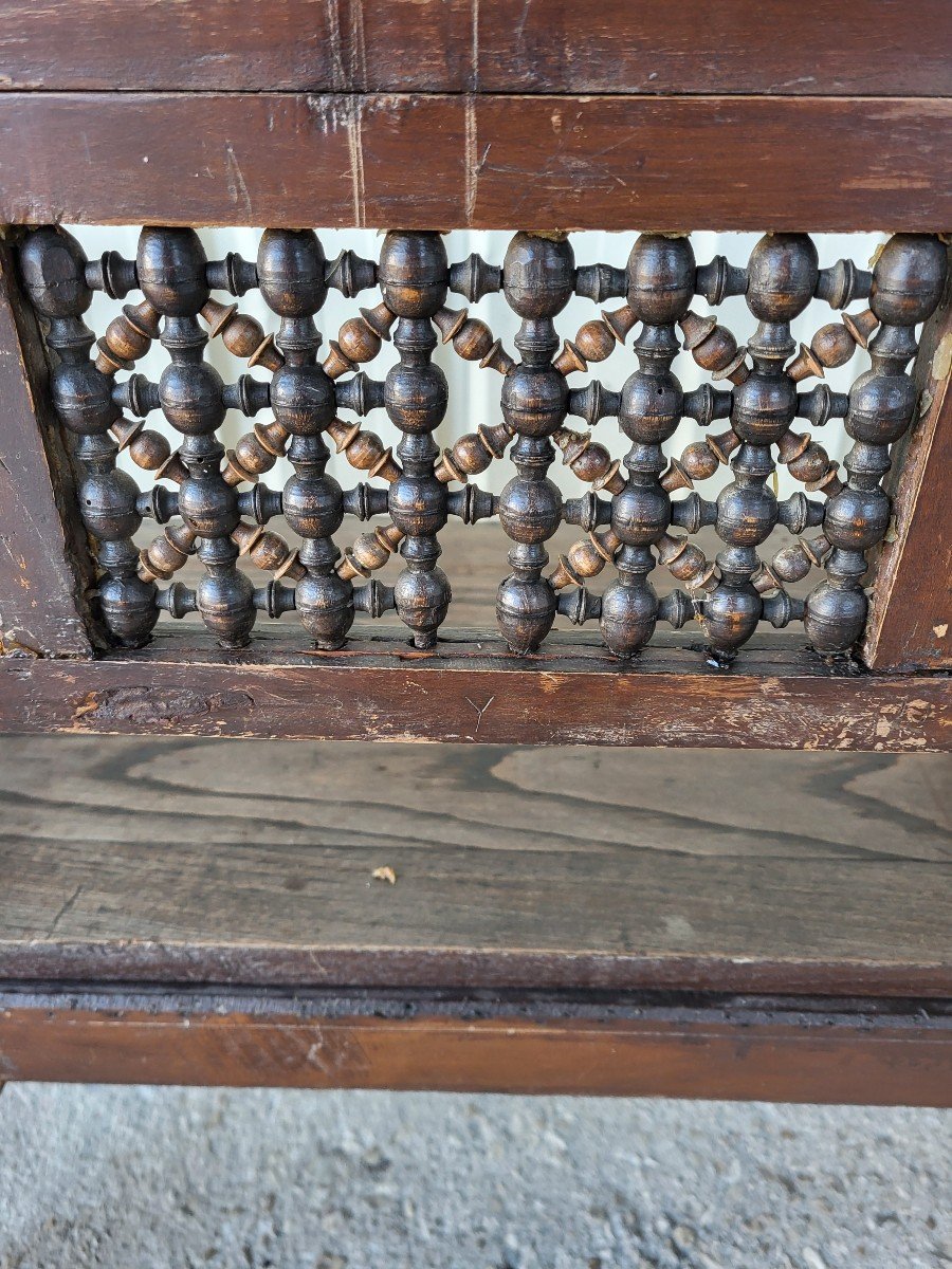 Syrian Wooden Bench With Mother-of-pearl Inlay-photo-4