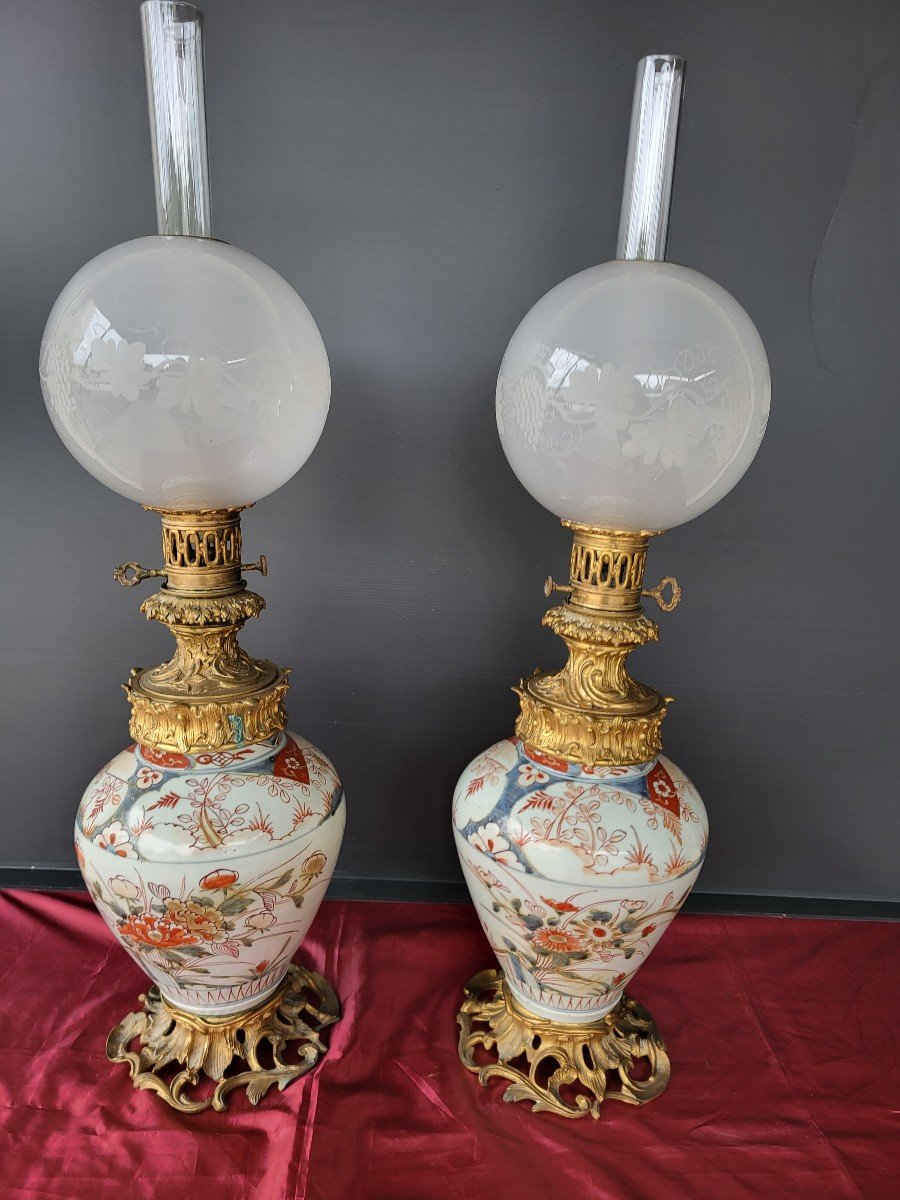 Pair Of Napoleon III Oil Tank Lamps Signed Bigey Lampist In Troyes. -photo-6