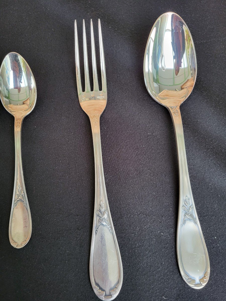 Ercuis Silver Metal Cutlery Set Laurel Decor-photo-4