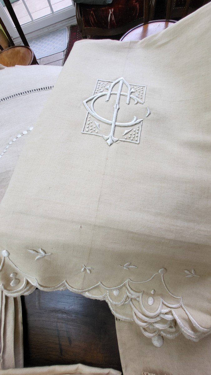 New Linen Set 16 Embroidered Sheets Large Width 240 Cm + 5 Flat Sheets + 16 Pillowcases  -photo-4