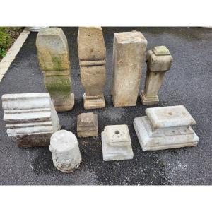 Lot Of Several Small Pedestals, Natural Stone Bases 