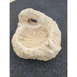 Natural Stone Bird Bath With Frog Decor 