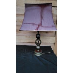 Lampe de bureau  En Bronze massif  vintage 1970 Abat-jour Pagode