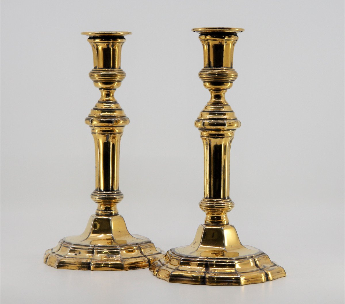 Rare Pair Of Régence Style Vermeil Candlesticks, Tétard Frères For Collet Geneva, Circa 1900-photo-3