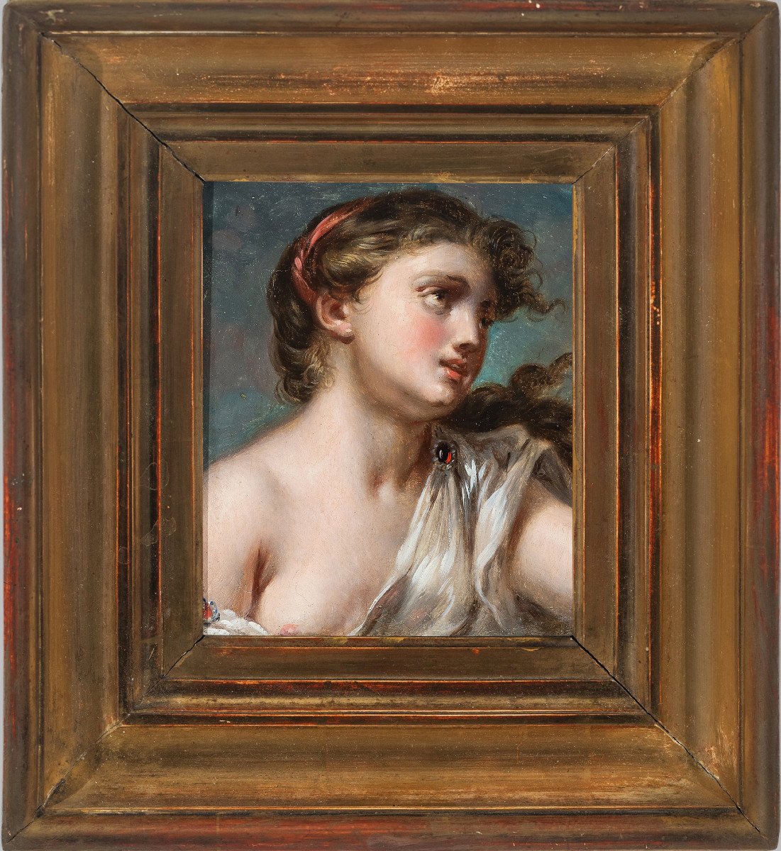 Character Head After Greuze, Attributed To Jacques-antoine Vallin. H/p, Around 1820