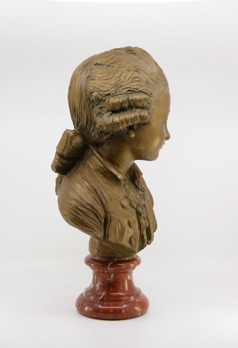 Terracotta Bust Of A Young Boy, 18th Century Style After Fernand Cian, Mid-20th Century-photo-4