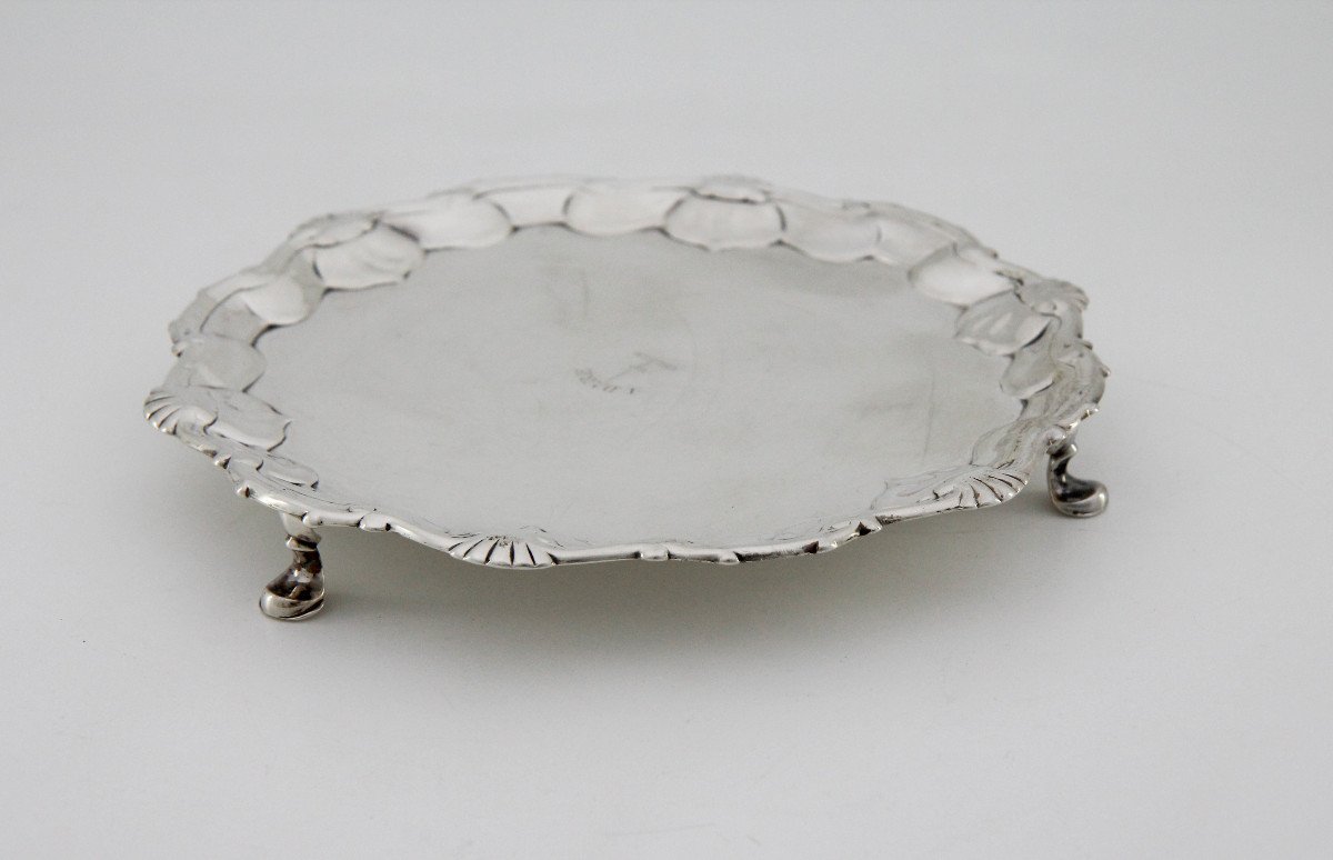 George II Scottish Silver Salver Waiter, Edinburgh 1755, Lothian And Robertson, Dalziel Clan-photo-3