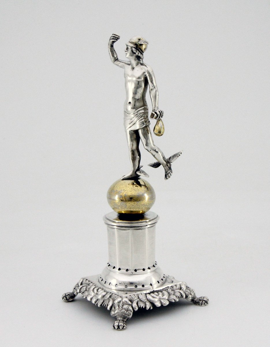 Mercury Toothpick Holder (paliteiro) In Partially Gilded Silver - Porto, Between 1853 And 1861-photo-3