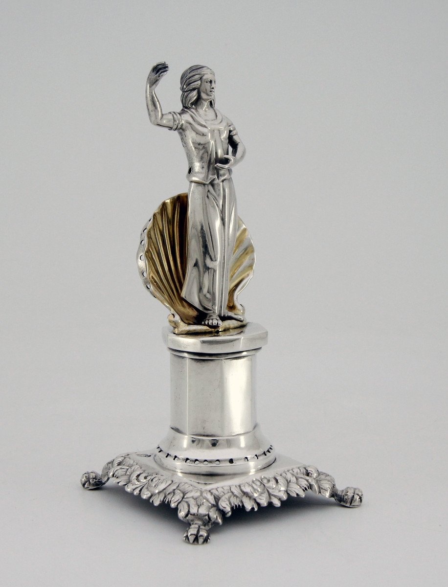 Toothpick Holder (paliteiro) Amphitrite In Partially Gilded Silver - Porto, 1853 - 1861-photo-1