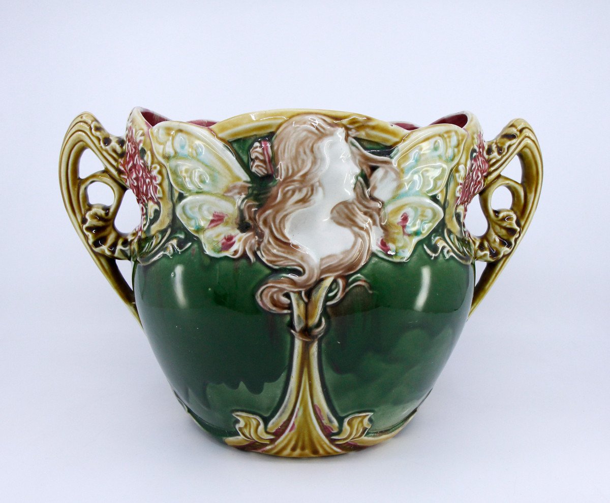 Art Nouveau Planter, Onnaing 824 Biarritz Model, Circa 1900, Perfect Condition-photo-4