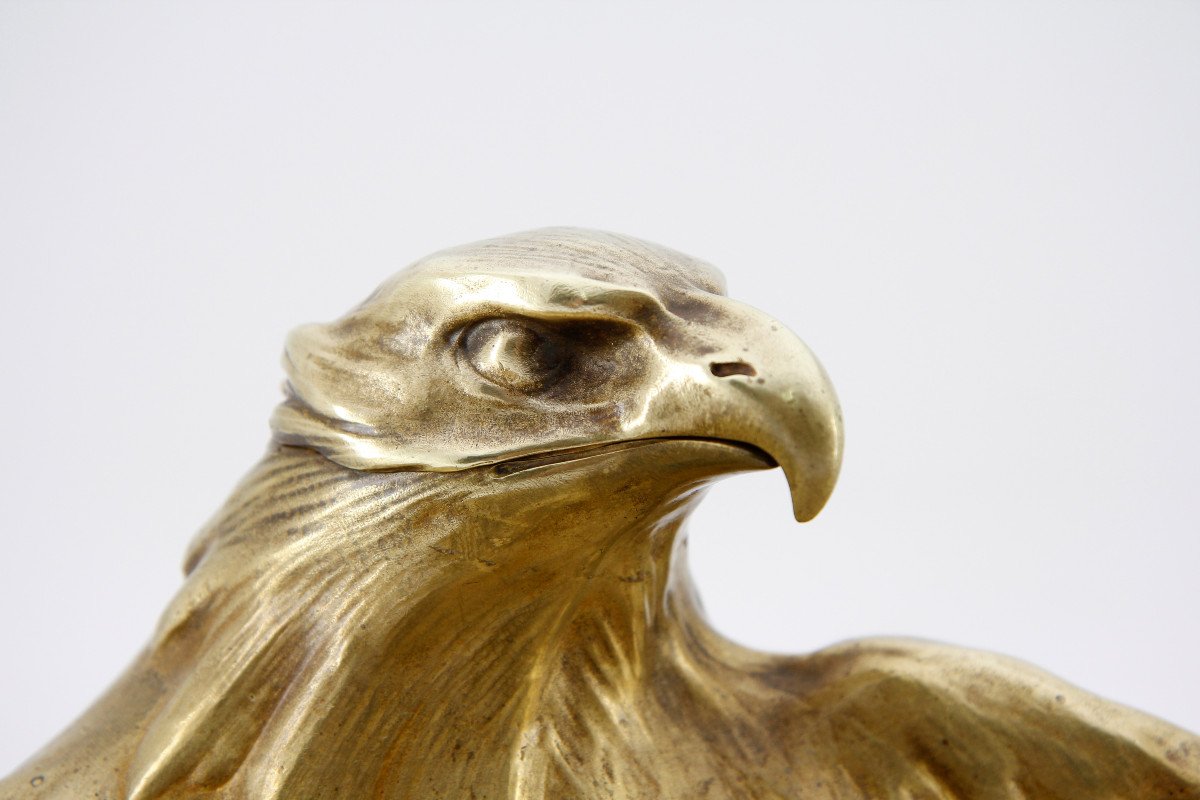 Encrier écritoire à tête d'aigle en bronze doré - peut-être Autriche, vers 1900-photo-6