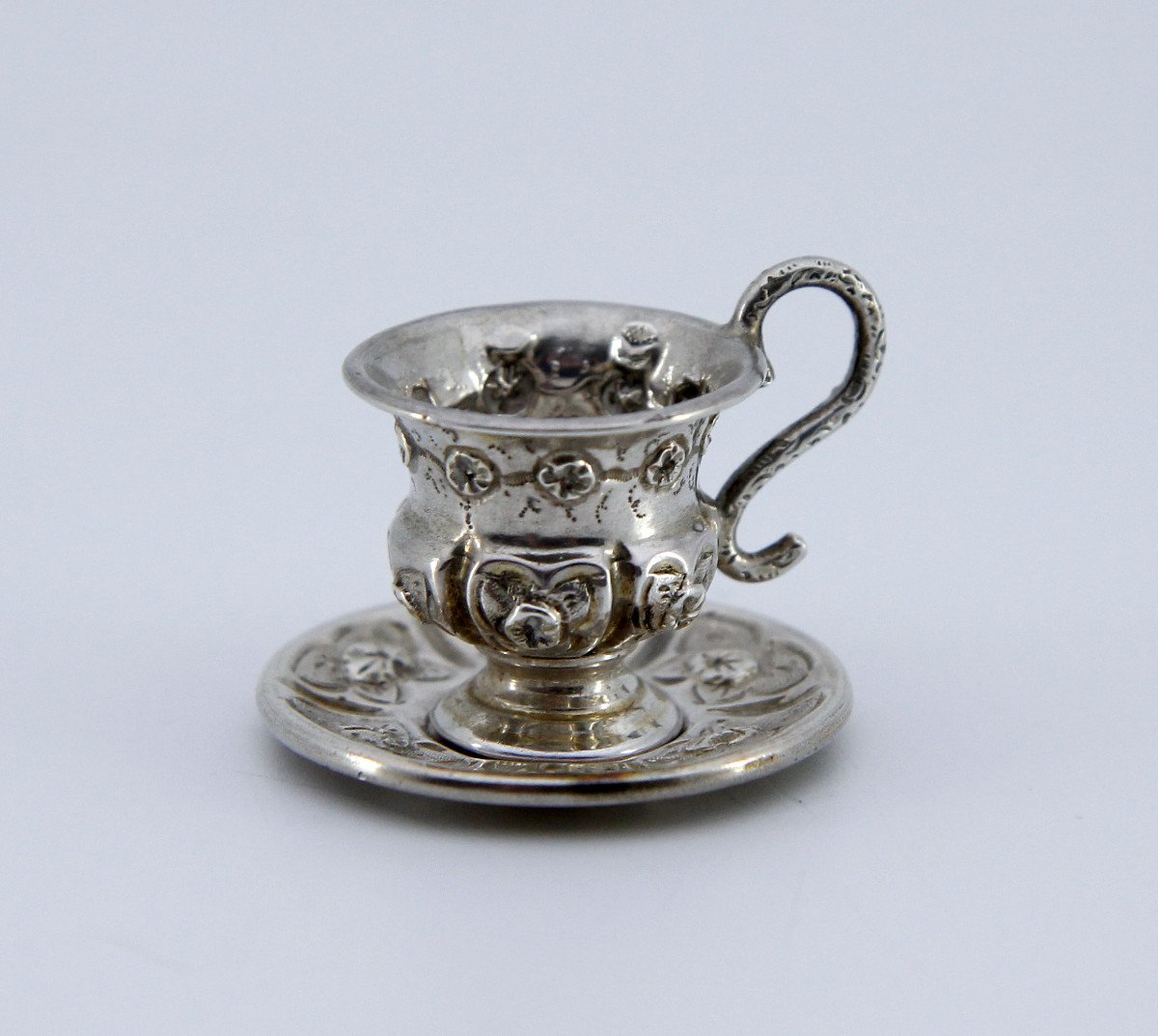 Minuscula - Cup And Saucer In Solid Silver For Doll's House, Girardot Paris, ~1850-photo-2