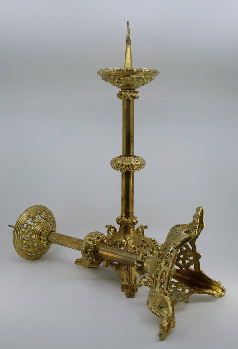 Garniture complète d'autel de style néo-roman par la maison Poussielgue-Rusand, Paris 1860-1880-photo-2