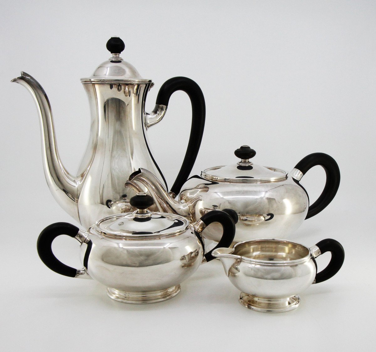 Solid Silver Tea And Coffee Service, La Suisse Model, Jezler, Schaffhausen Ca 1960