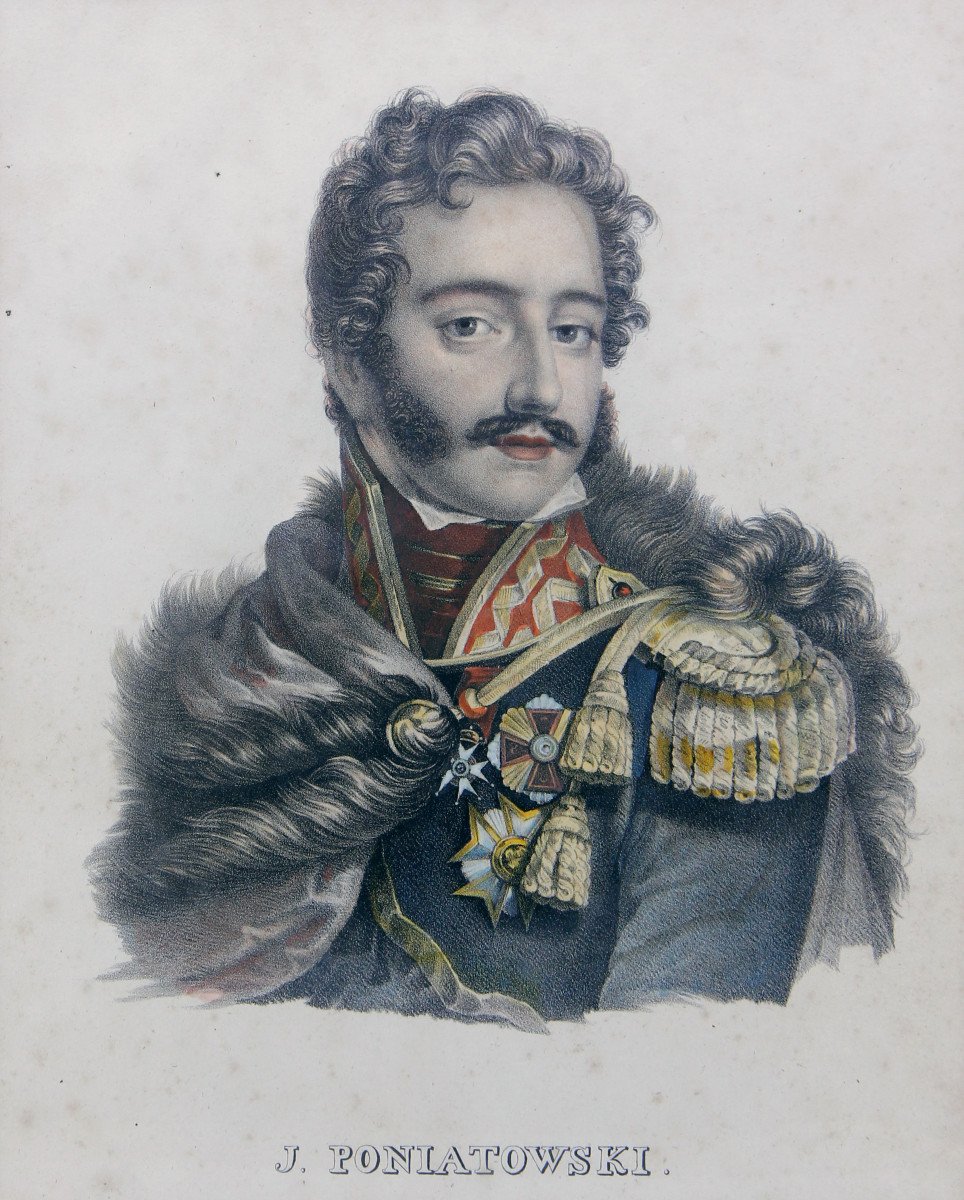 Marshal Poniatowski (1763-1813) - Rare Color Lithograph By Karl Joseph Brodtmann, 1827-photo-2