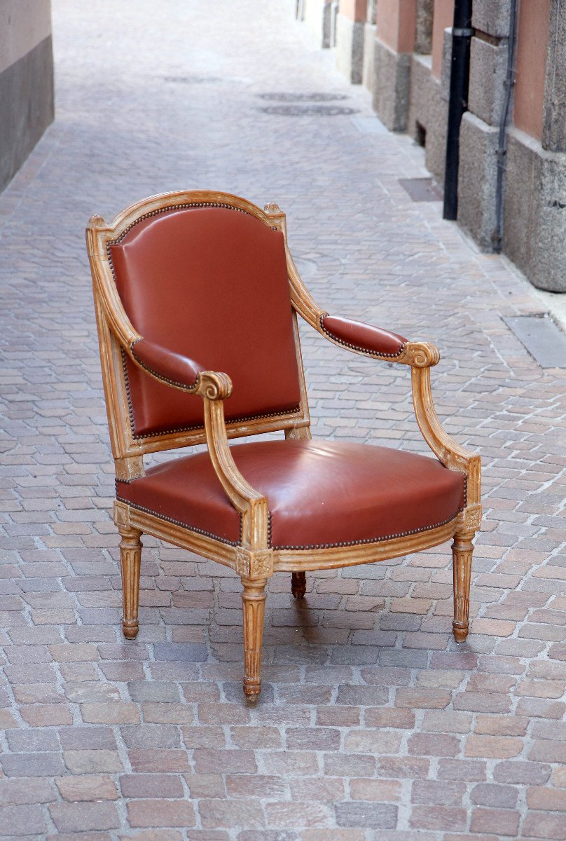 Grand fauteuil à la Reine - Fin de l'époque Louis XVI, vers 1785-photo-4