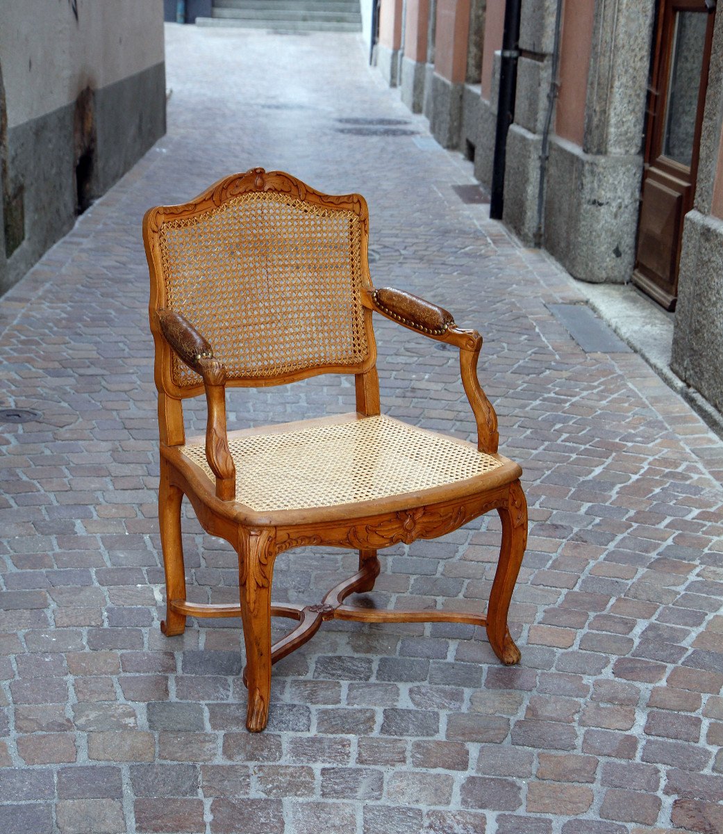 Regence Style Caned Office Chair - Antique Work, Restored-photo-1