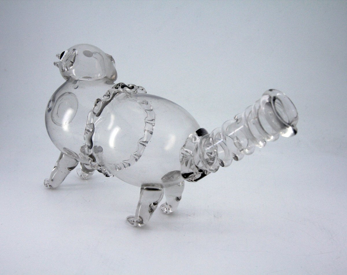 Schnapshund - Blown Clear Glass Brandy Bottle - Switzerland, Flühli, Late 18th Century-photo-2