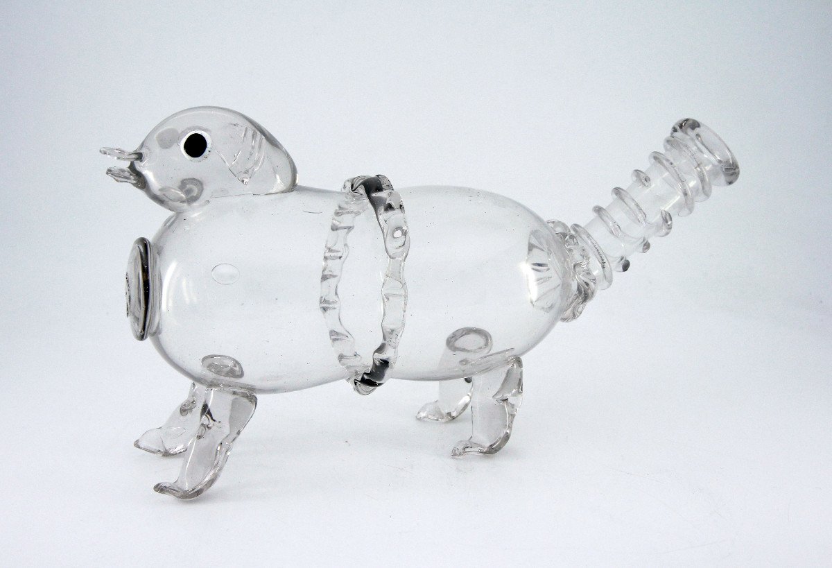 Schnapshund - Blown Clear Glass Brandy Bottle - Switzerland, Flühli, Late 18th Century