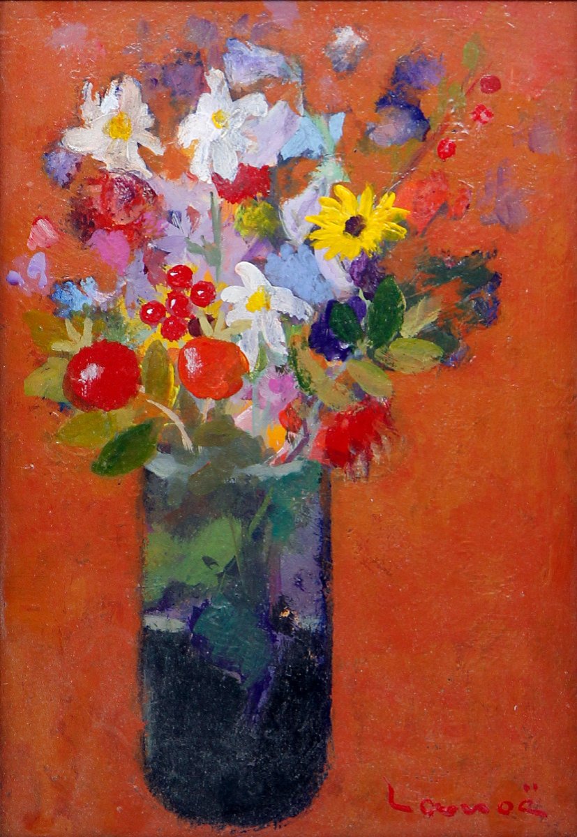 Alphonse Lanoë (1926-2009), October Bouquet - Oil On Hardboard, 1989-photo-2