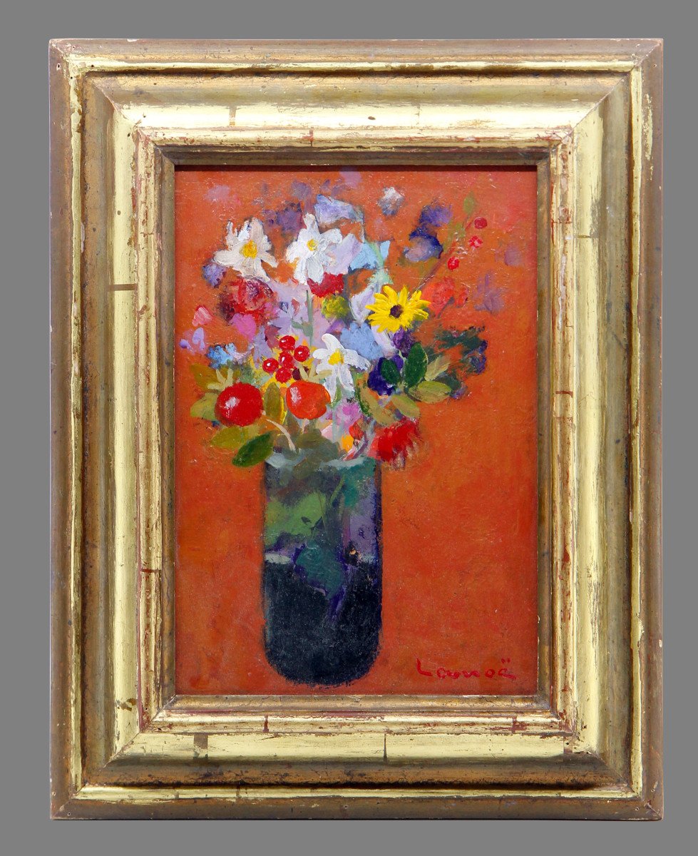 Alphonse Lanoë (1926-2009), October Bouquet - Oil On Hardboard, 1989