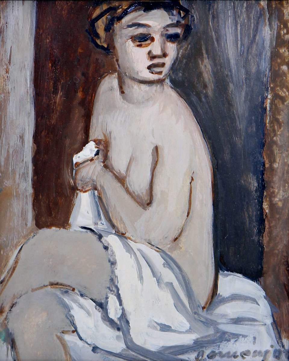 Raoul DOMENJOZ (1896-1978), Nu féminin - huile sur isorel-photo-2