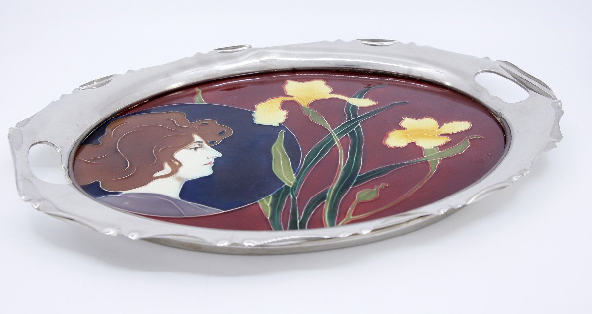 Art Nouveau Tray - Carl Sigmund Luber For Johann Von Schwarz, Nuremberg Between 1897 And 1906-photo-1