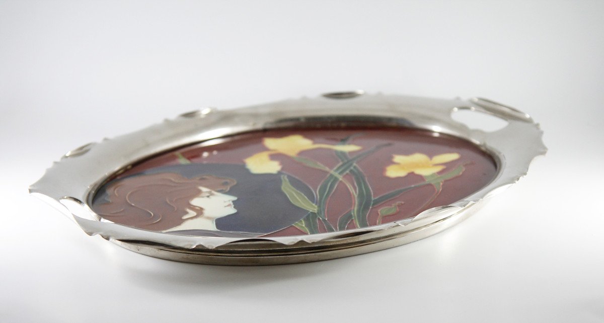 Art Nouveau Tray - Carl Sigmund Luber For Johann Von Schwarz, Nuremberg Between 1897 And 1906-photo-5